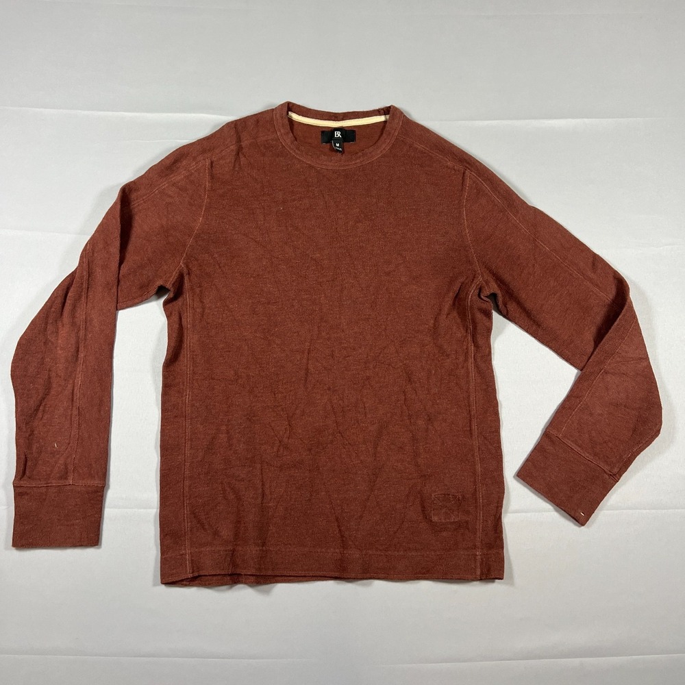 Banana Republic Thermal Shirt Mens Medium Brown Cotton Waffle Knit Crew Neck
